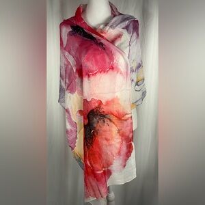 🦩HOST PICK 🦩 Elegant Abstract Watercolor Floral Scarf Shawl, 70” x 21”